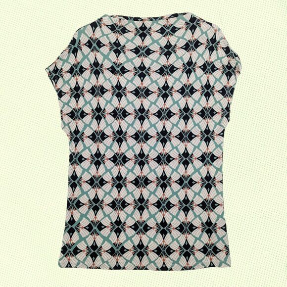 Reiss Top S High Neck Floral Jersey Green White Work Office Occasion Abstract - Picture 4 of 7